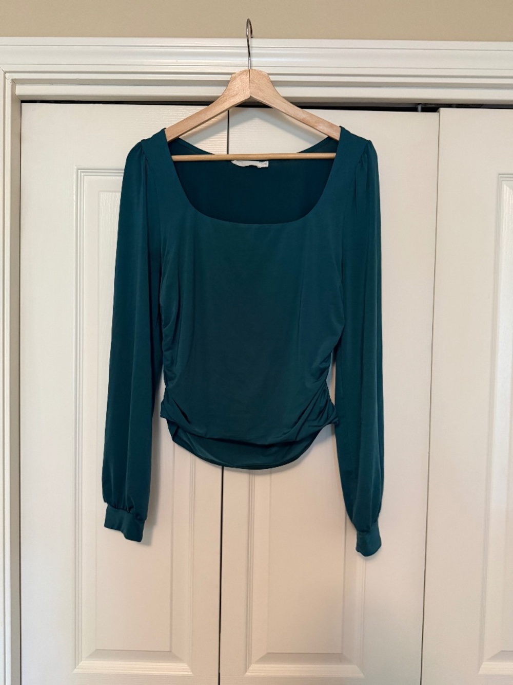 Lush Teal Ruched Long Sleeve Top
